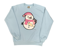 Snowman Girlie Patch Sweatshirt Lt Blue