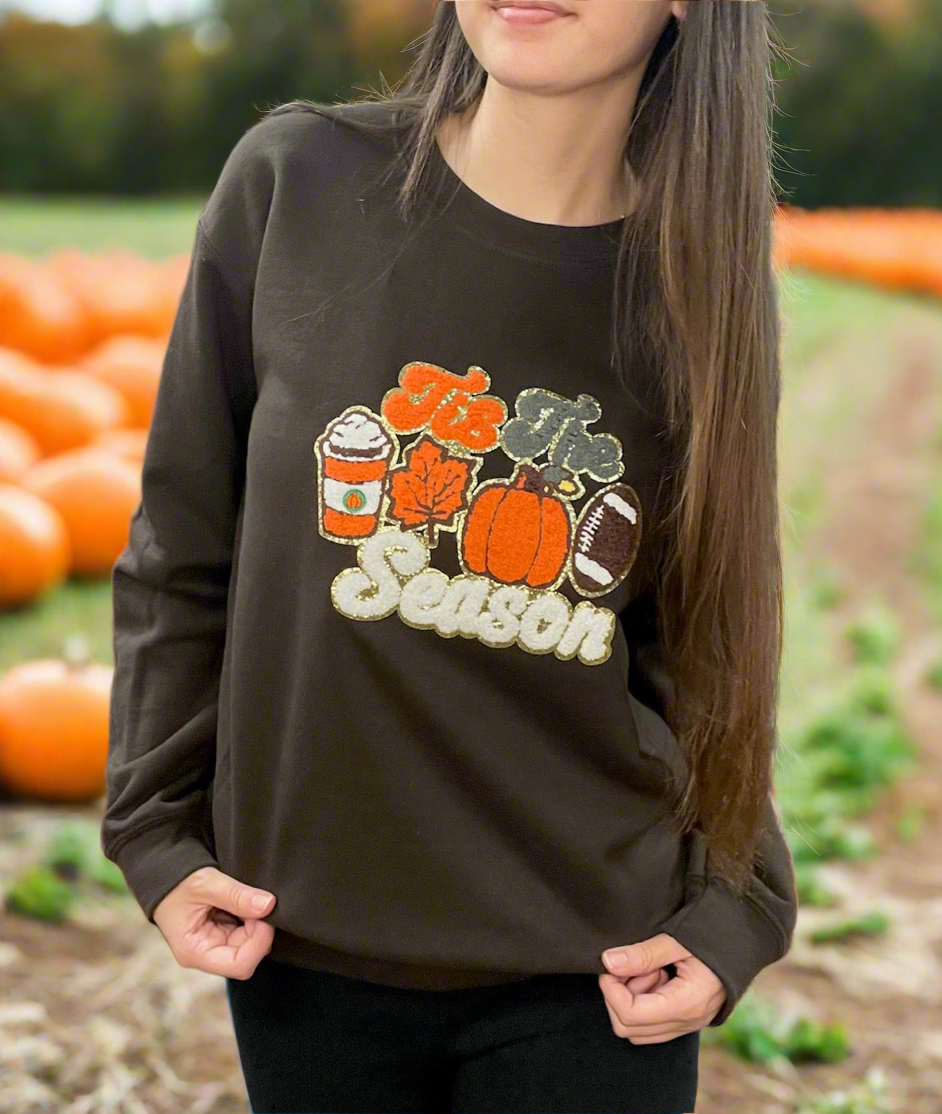 Tis the Season Fall Sweatshirt Brown