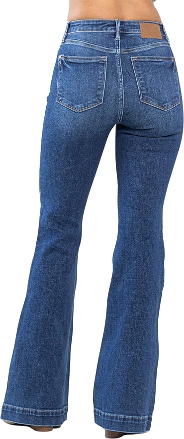 Hi Waist Wide Hem Flare Jeans 82443