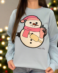 Snowman Girlie Patch Sweatshirt Lt Blue