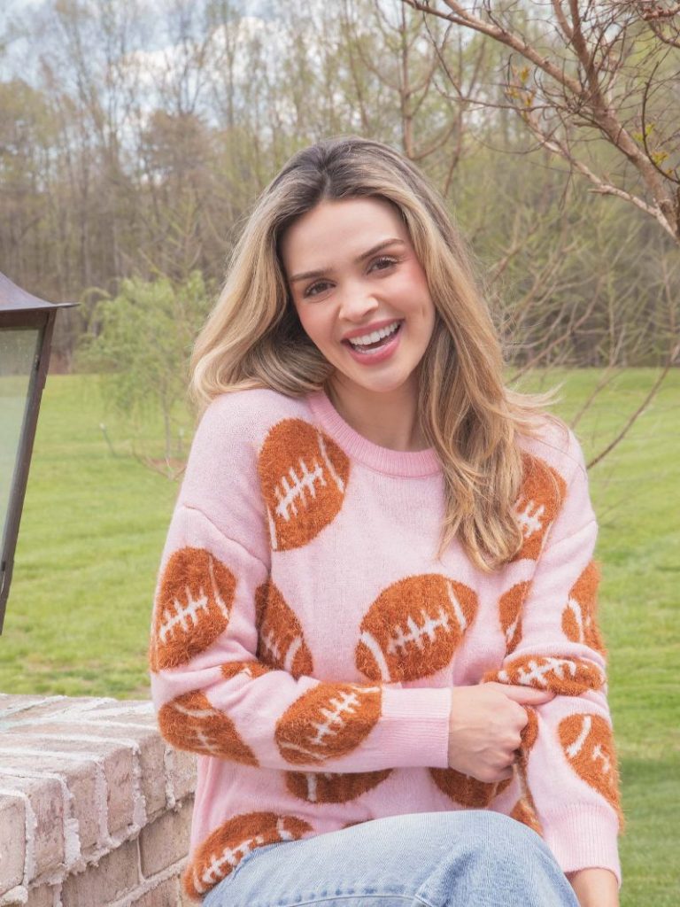 Fuzzy Football Sweater Pink