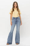 High Waisted Tummy Control Release Hem Flare Jeans 88486