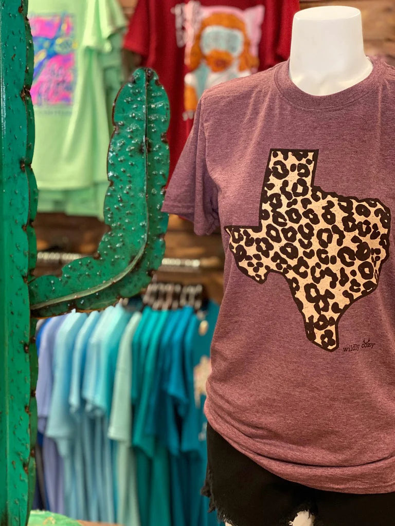 Leopard Texas Tee Heather Maroon