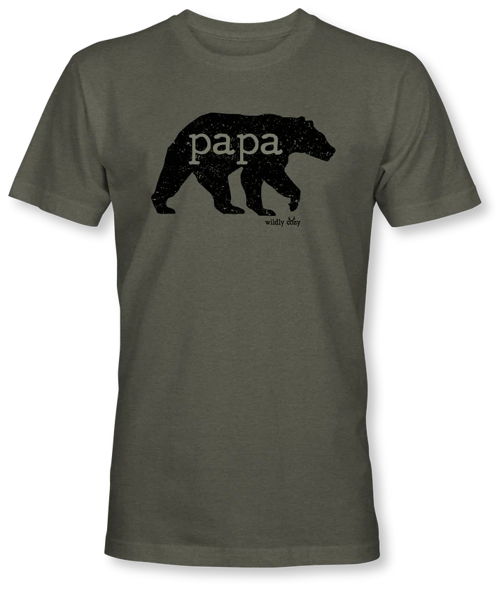 Papa Bear Tee Heather Military Green